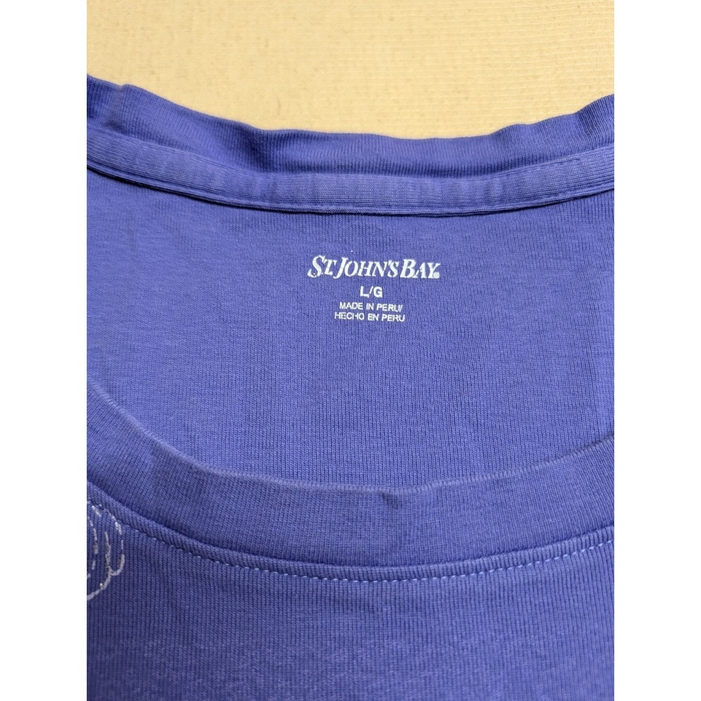 St Johns Bay Women's T Shirt Purple With Silver Flourishes Cotton Blend - Picture 2 of 4